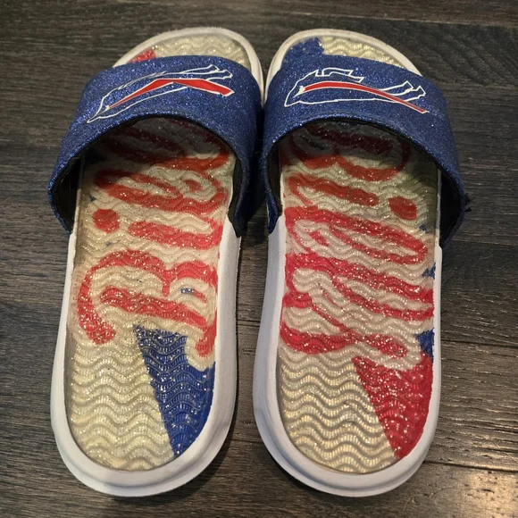 NFL Buffalo Bills Slide Sandals - Glitter Sparkle - Blue, White, Red - SZ 7/8 - Picture 5 of 8